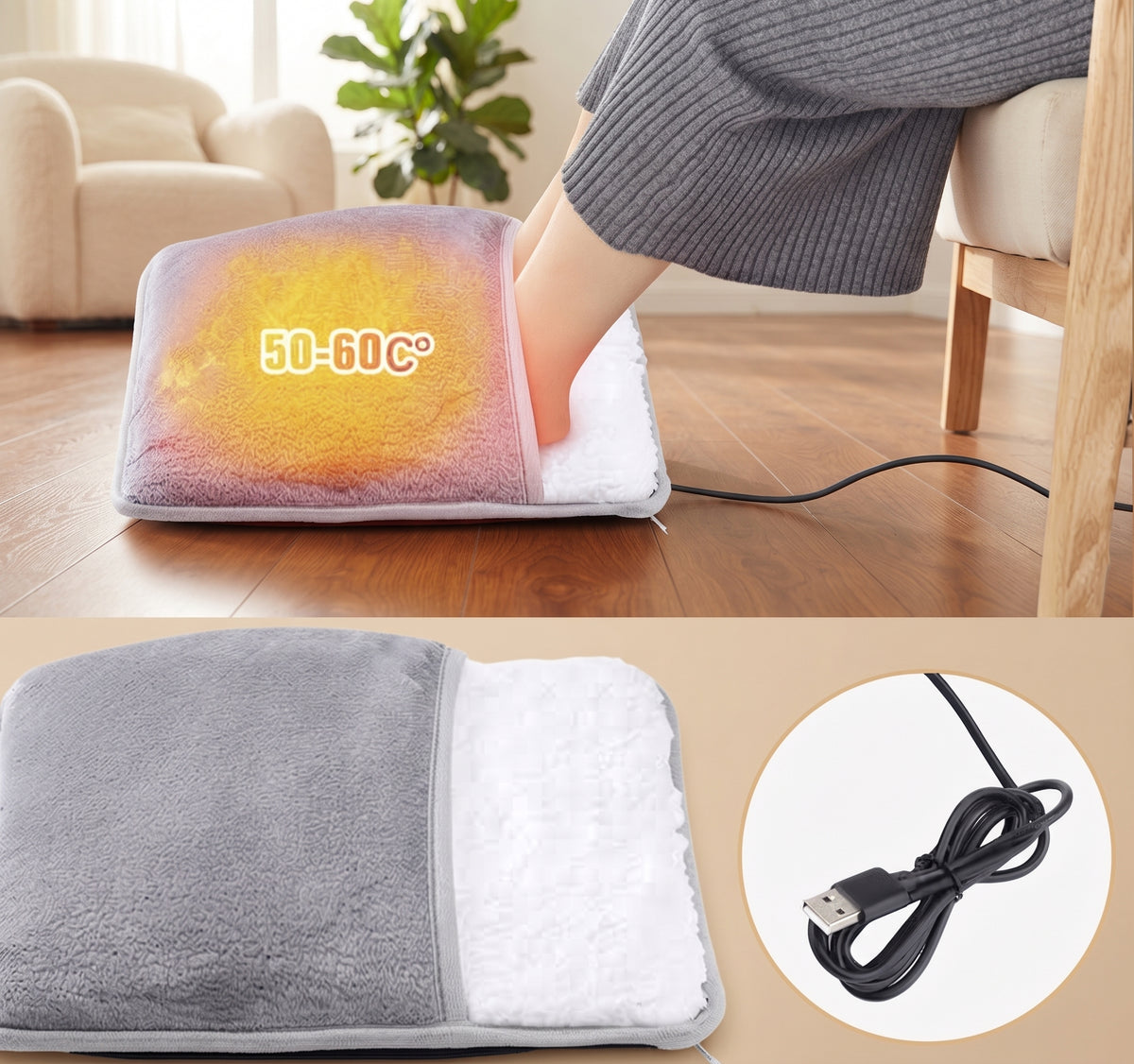 Chauffe-Pieds Électrique USB