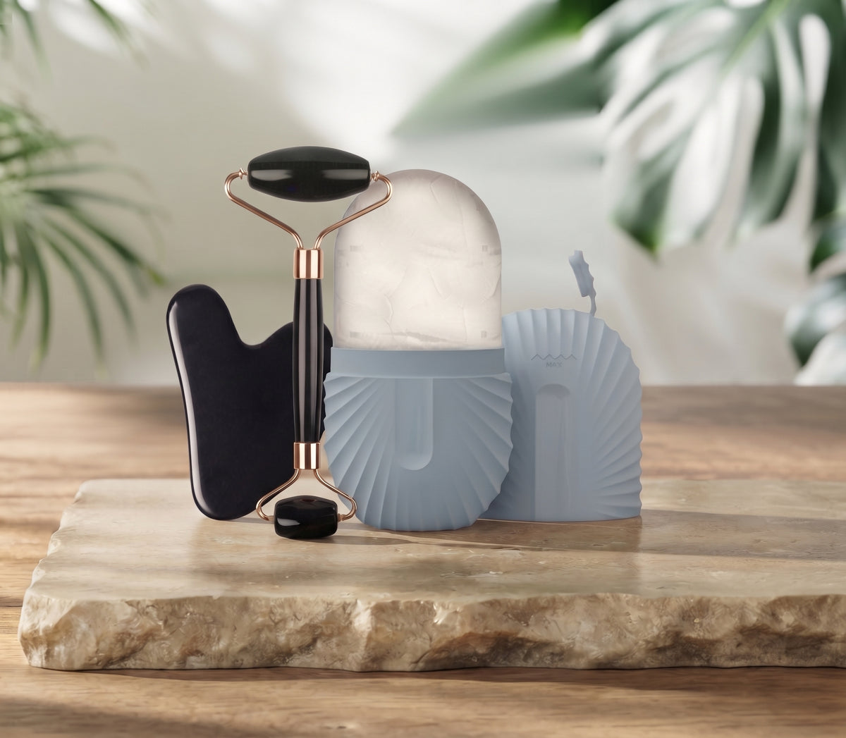 Jade Roller & Gua Sha Facial Massage Set – Glow & De-Puff