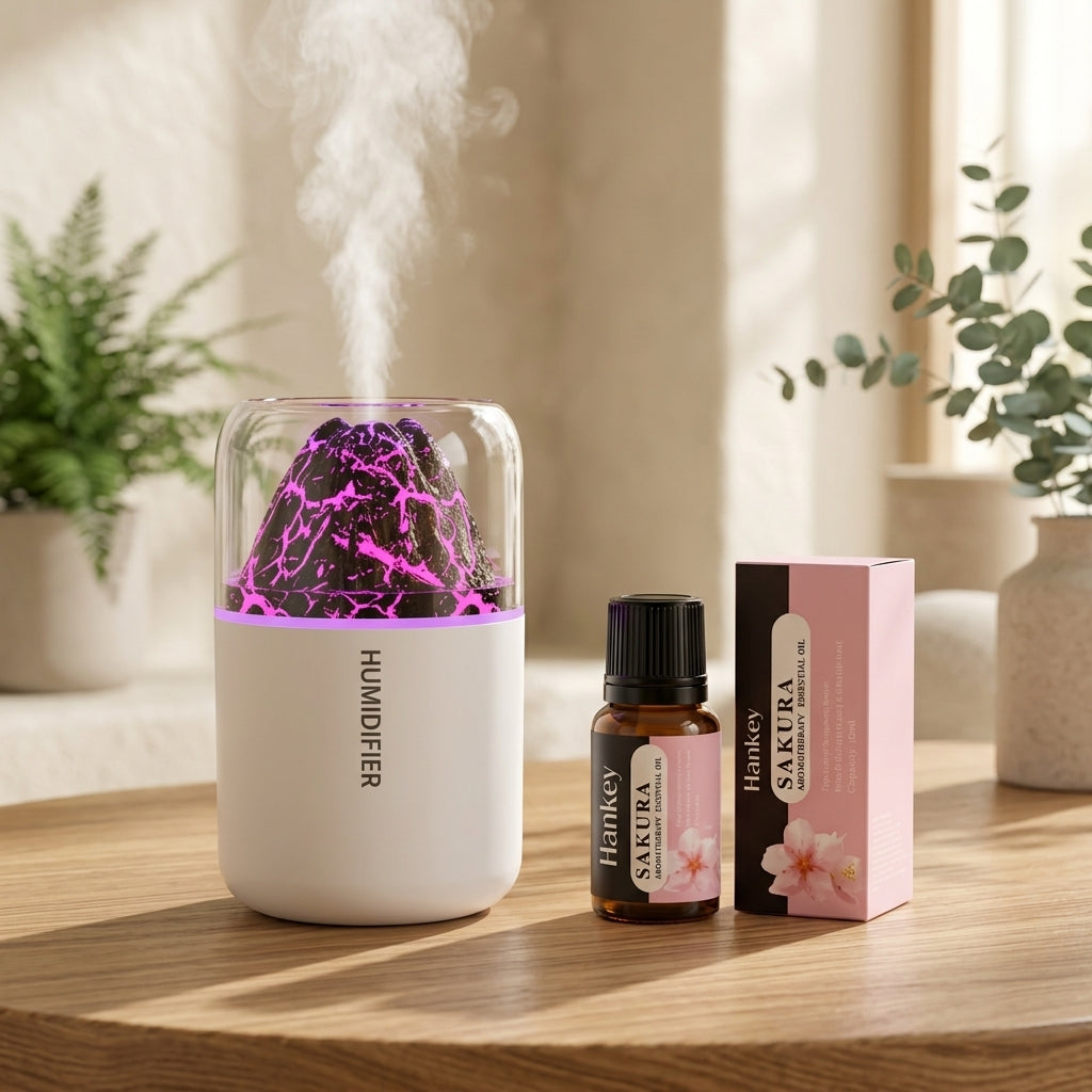 Mini Lava Diffuser – Volcanic Mist Humidifier & Night Light for Car & Home