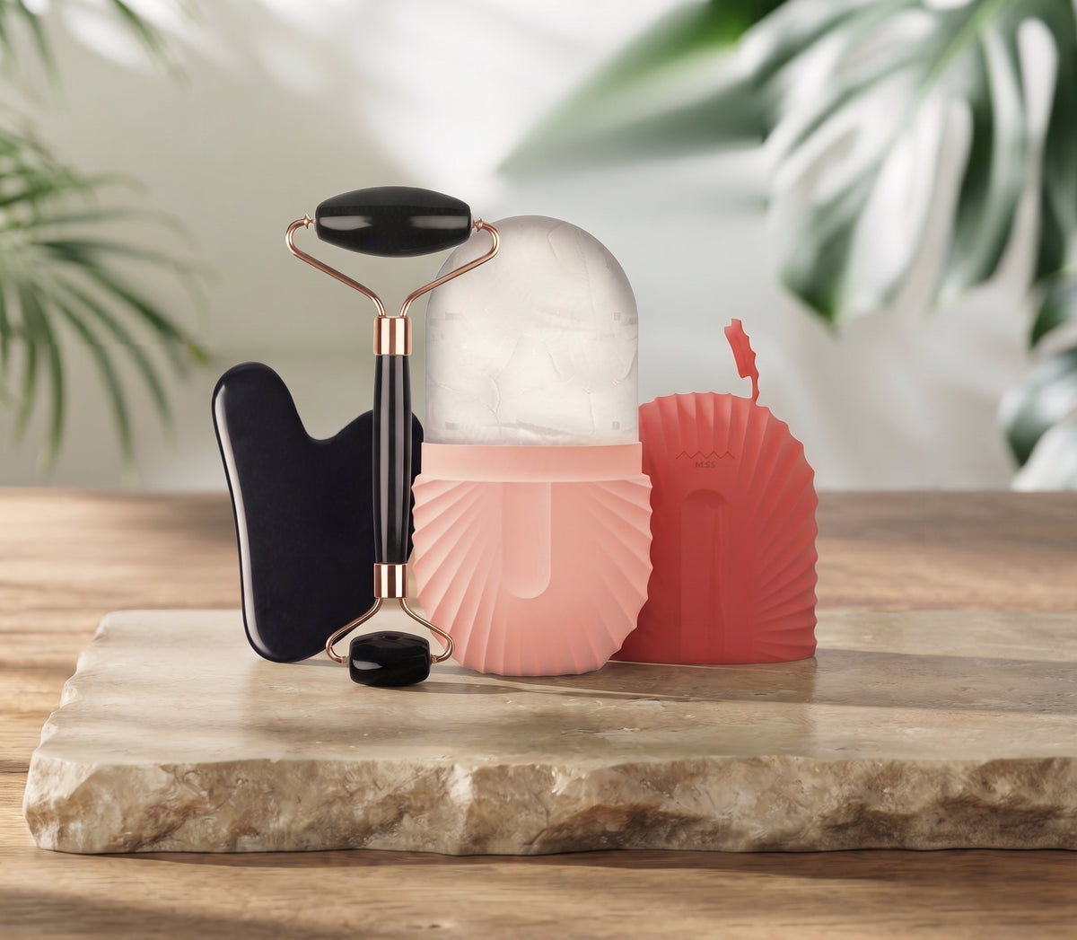 Jade Roller & Gua Sha Facial Massage Set – Glow & De-Puff