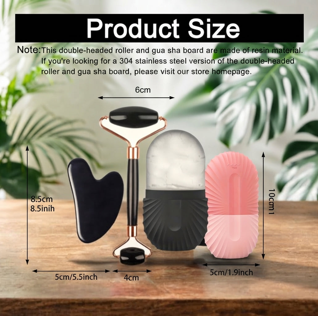 Jade Roller & Gua Sha Facial Massage Set – Glow & De-Puff