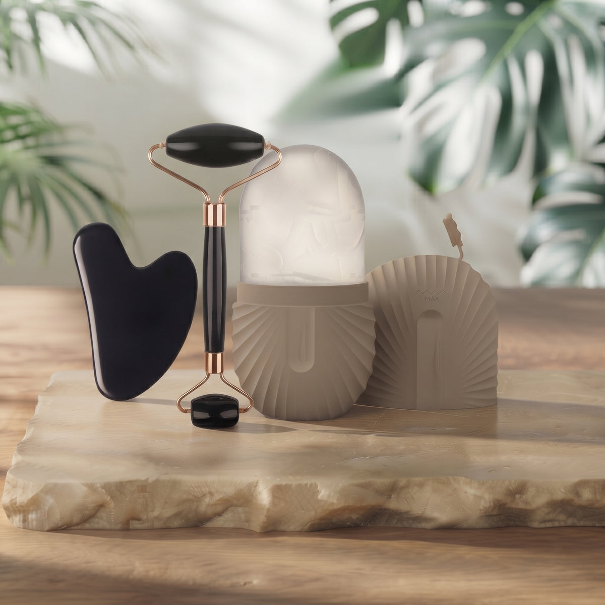 Jade Roller & Gua Sha Facial Massage Set – Glow & De-Puff