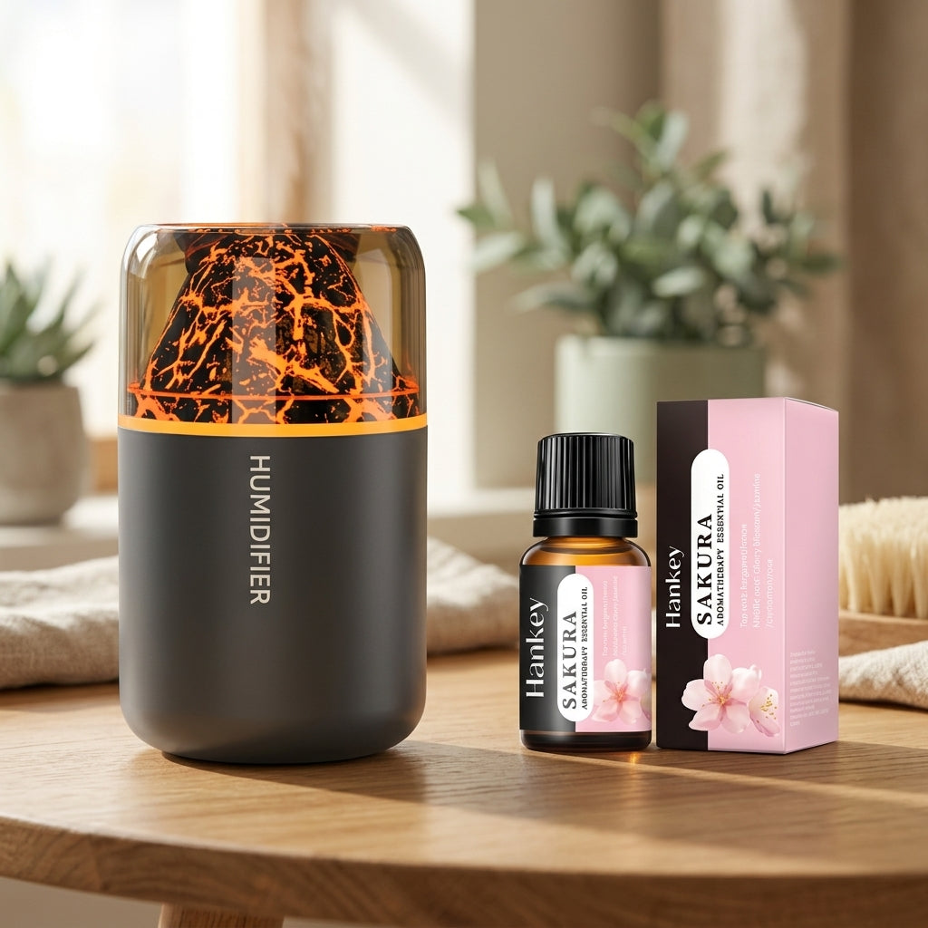Mini Lava Diffuser – Volcanic Mist Humidifier & Night Light for Car & Home