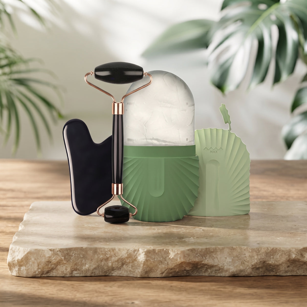 Jade Roller & Gua Sha Facial Massage Set – Glow & De-Puff