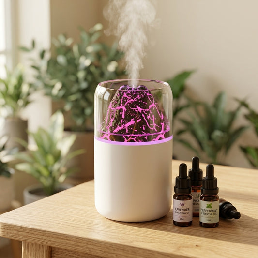Mini Lava Diffuser – Volcanic Mist Humidifier & Night Light for Car & Home
