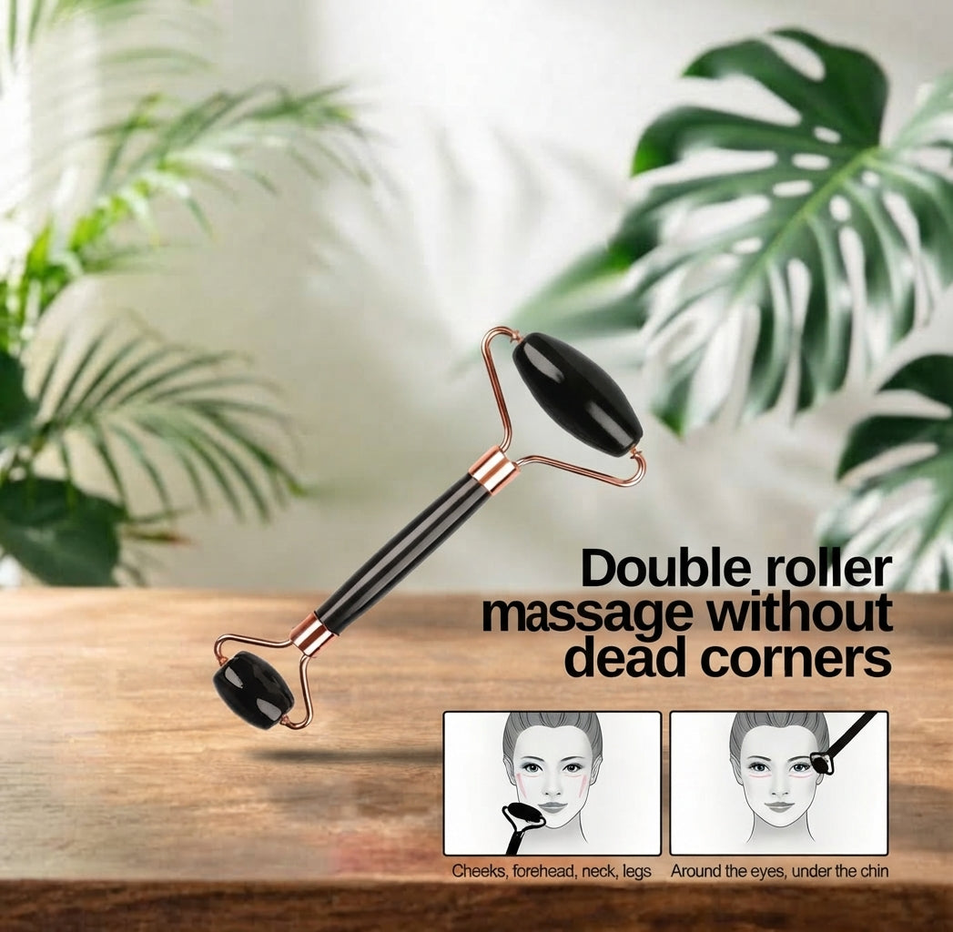 Jade Roller & Gua Sha Facial Massage Set – Glow & De-Puff