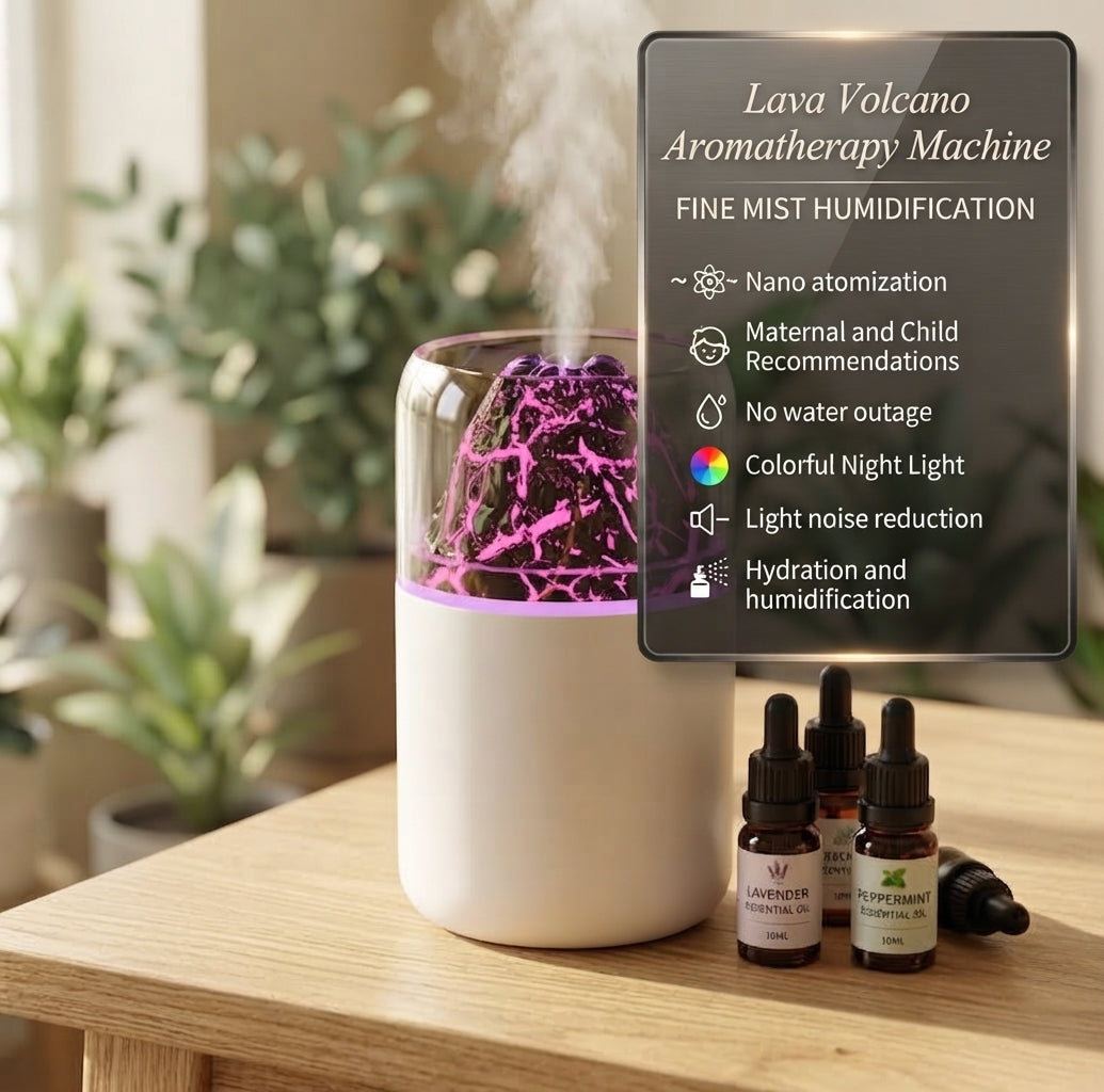 Mini Lava Diffuser – Volcanic Mist Humidifier & Night Light for Car & Home