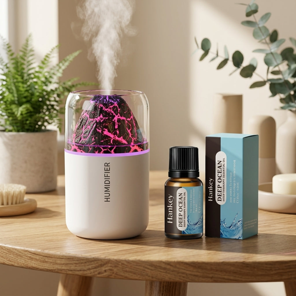 Mini Lava Diffuser – Volcanic Mist Humidifier & Night Light for Car & Home
