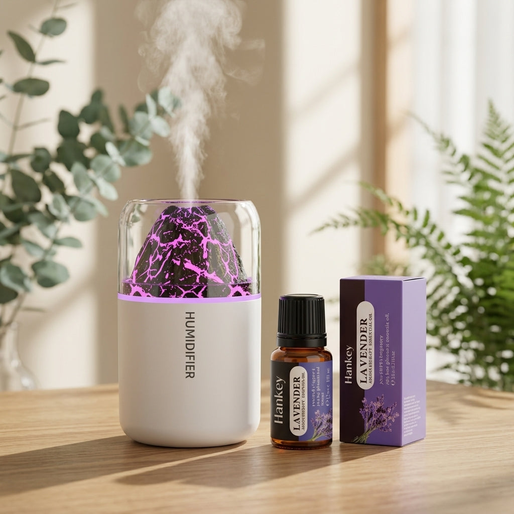 Mini Lava Diffuser – Volcanic Mist Humidifier & Night Light for Car & Home