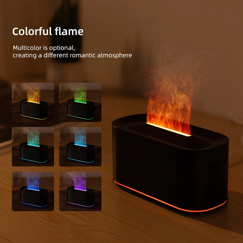Flame Aroma Diffuser – Wood Grain Essential Oil Diffuser & Humidifier