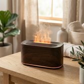 Flame Aroma Diffuser – Wood Grain Essential Oil Diffuser & Humidifier