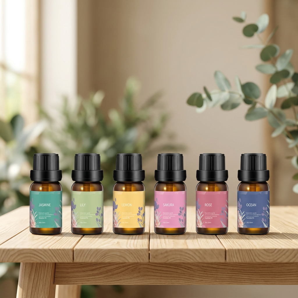 Six flacons d'huiles essentielles du pack NezConfort